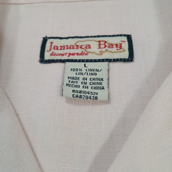 Jamaica Bay Women Shirt 100% Linen Sz L Button Up Short Sleeve Pale Pink - Picture 4 of 12